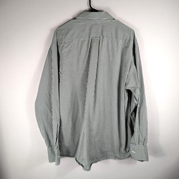 Tommy Hilfiger XL Shirt 17 34/35 Green Blue Plaid Grid Check Cotton Button Front - Picture 5 of 5